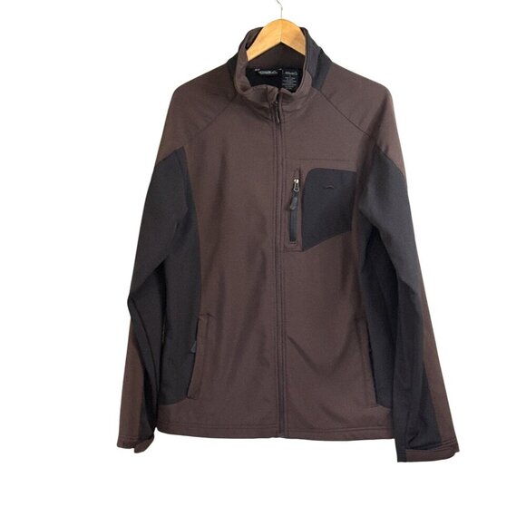 Minus Zero Men's Soft Shell Zip Front Jacket Brown Black Size L - Picture 5 of 5